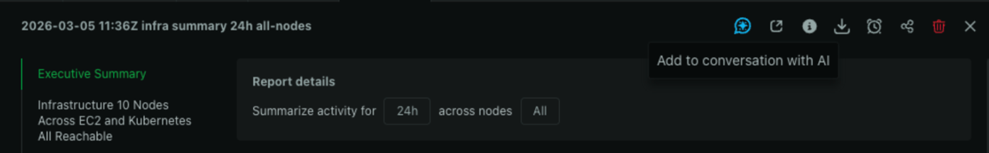 Starting a conversation directly from an Insights report.