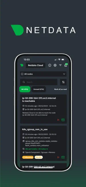 Netdata Mobile - Alert Notifications